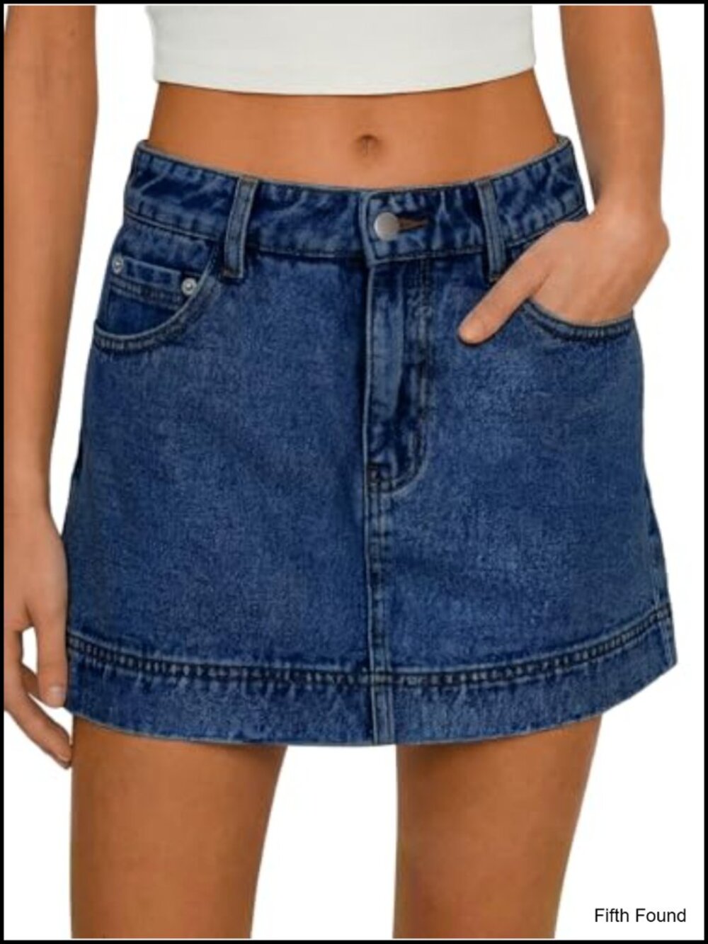 High Waisted A-Line Denim Skort Stretchy Summer Casual